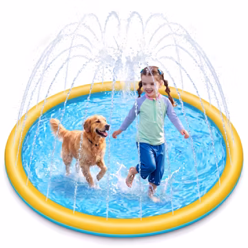 SLOOSH 60" Non-Slip Splash Pad Sprinkler - Outdoor Water Play Toys Backyard Fountain Mat for Toddlers Kids Dogs, Thickened Sprinkler Outside Pool Party Durable for Girls Boys Pets (60in, Orange&Blue)
