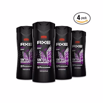 AXE Crisp Coconut & Black Pepper Body Wash 4 Count 12h Refreshing Scent Excite Men's Body Wash with 100% Plant-Based Moisturizers 16 oz